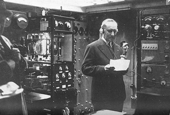 Marconi with headset and big equipment