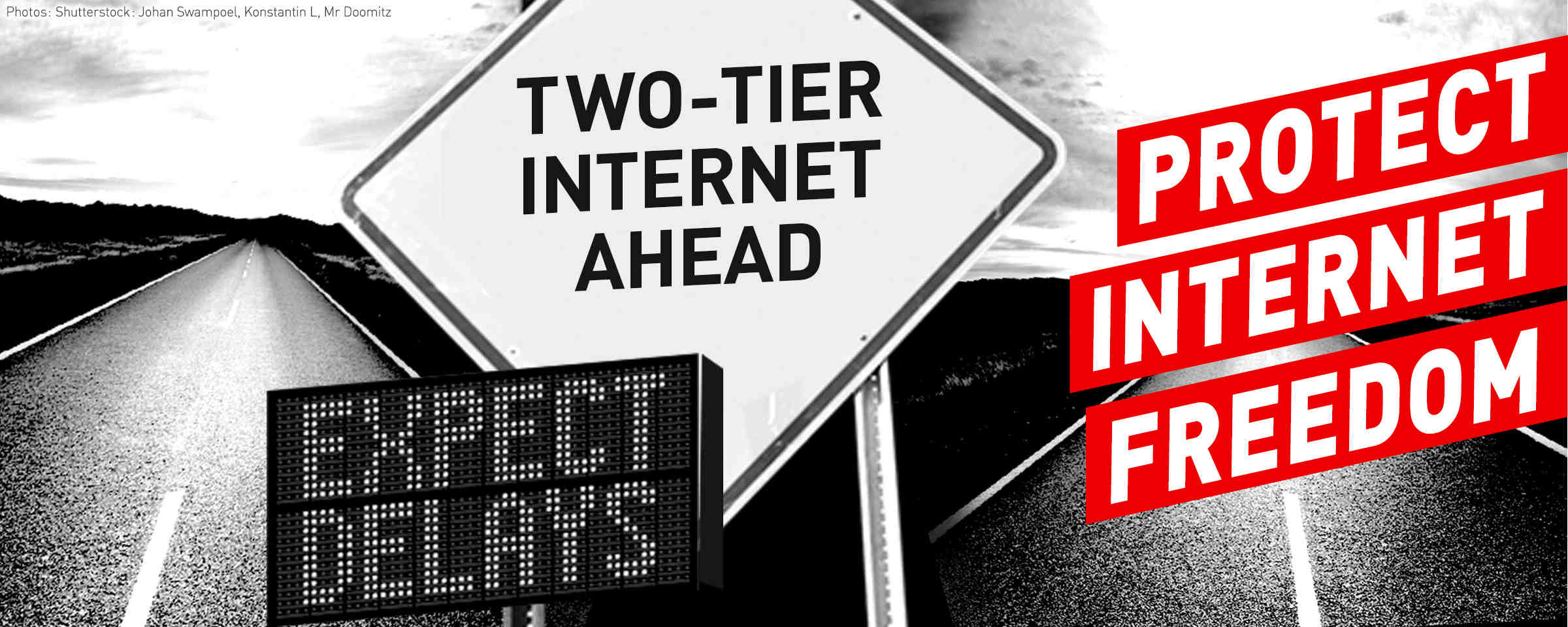 two tier internet ahead road signs