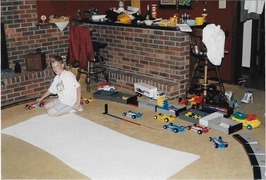 A young Matt Taylor created his own version of the Indy 500 in his home, then proceeded to introduce the starting lineup and call the action. (Photo: Provided by Taylor family)